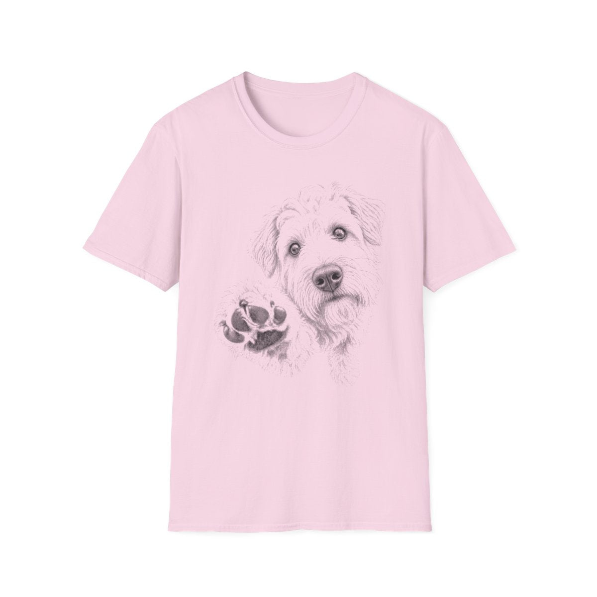 Paw Reach Soft Coated Wheaten Terrier Tee - Light Pink