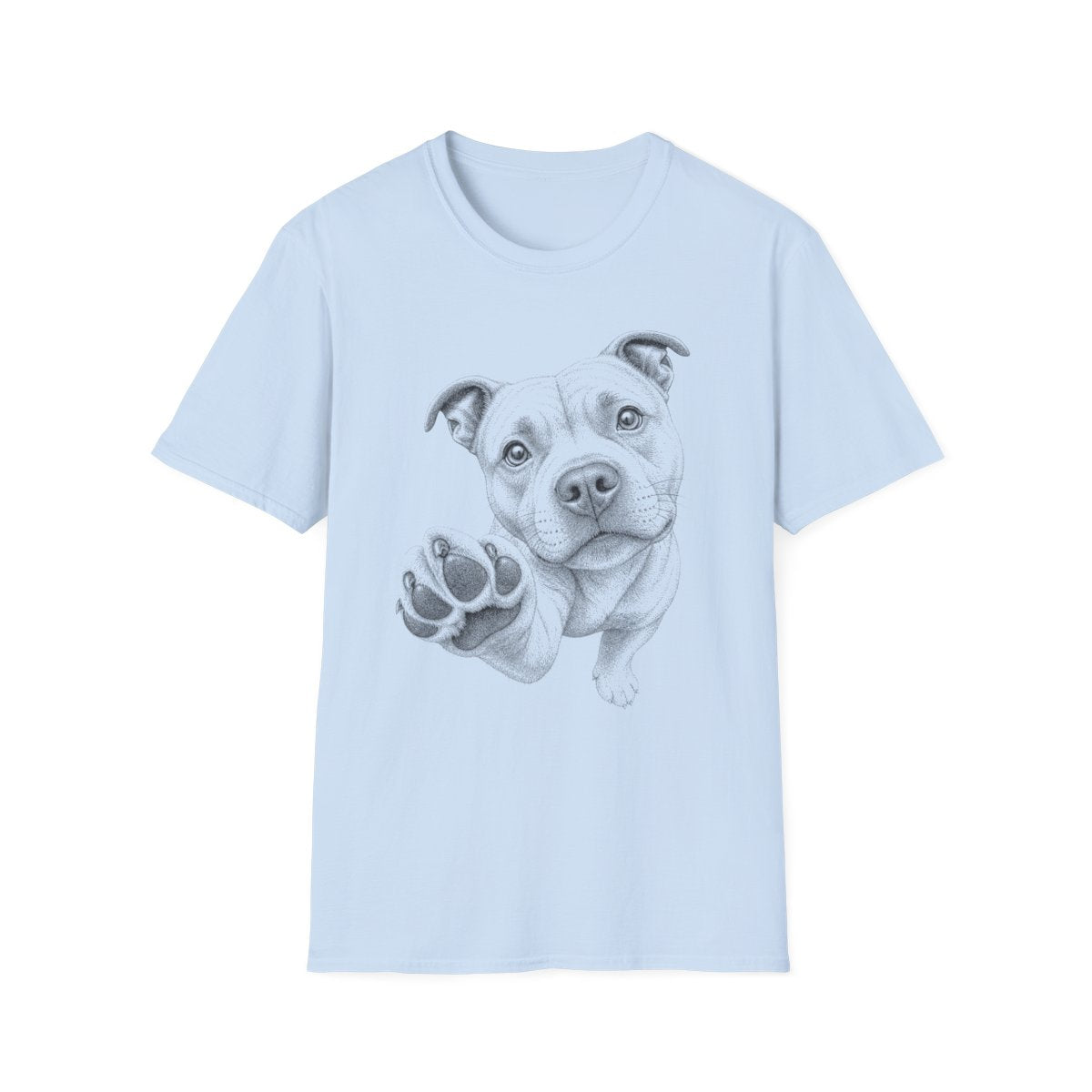 Paw Reach Staffordshire Bull Terrier Tee - Light Blue