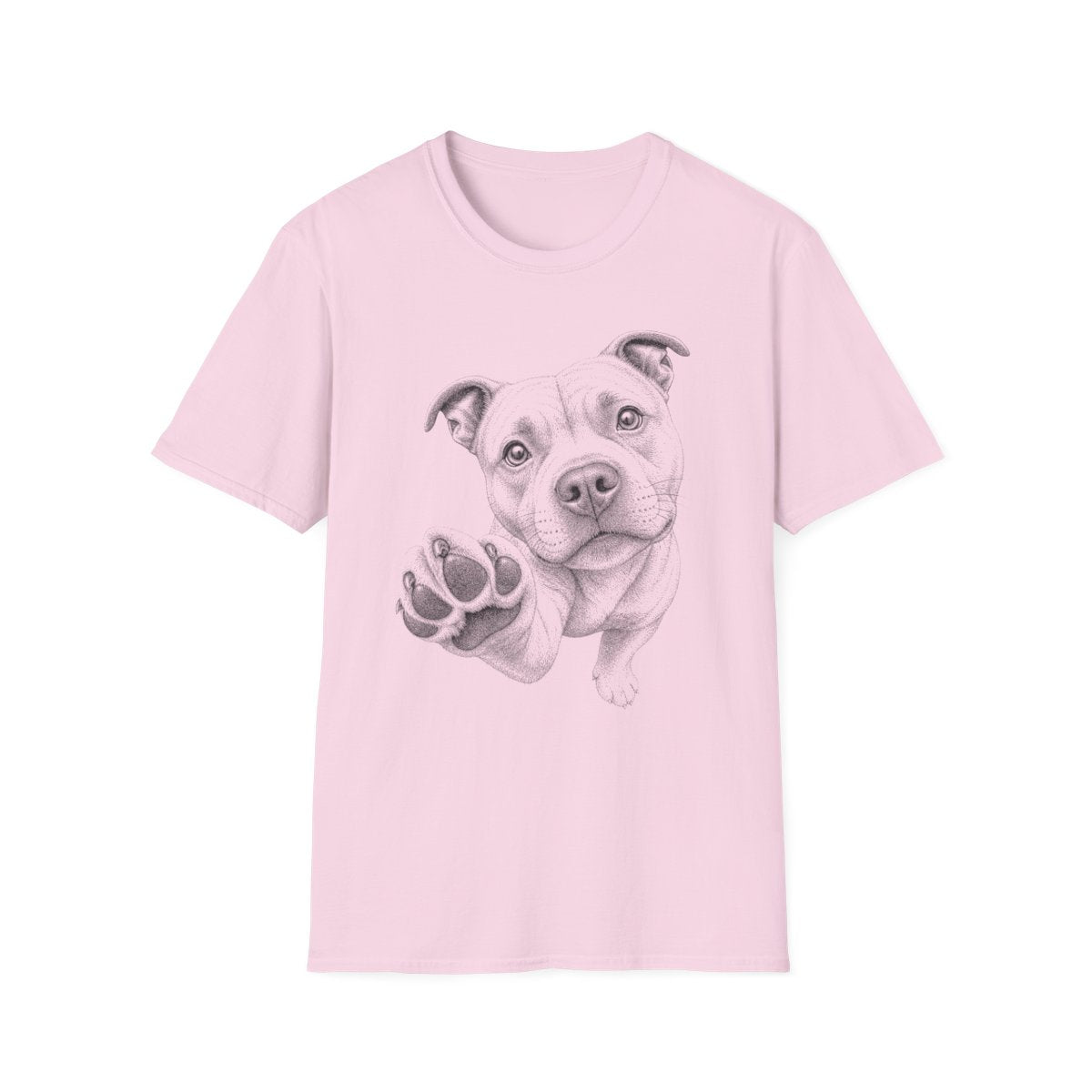 Paw Reach Staffordshire Bull Terrier Tee - Light Pink