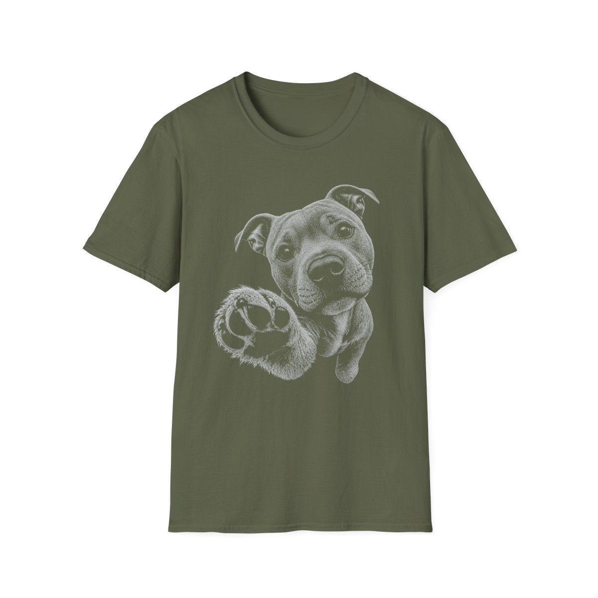 Paw Reach Staffordshire Bull Terrier Tee - Military Green