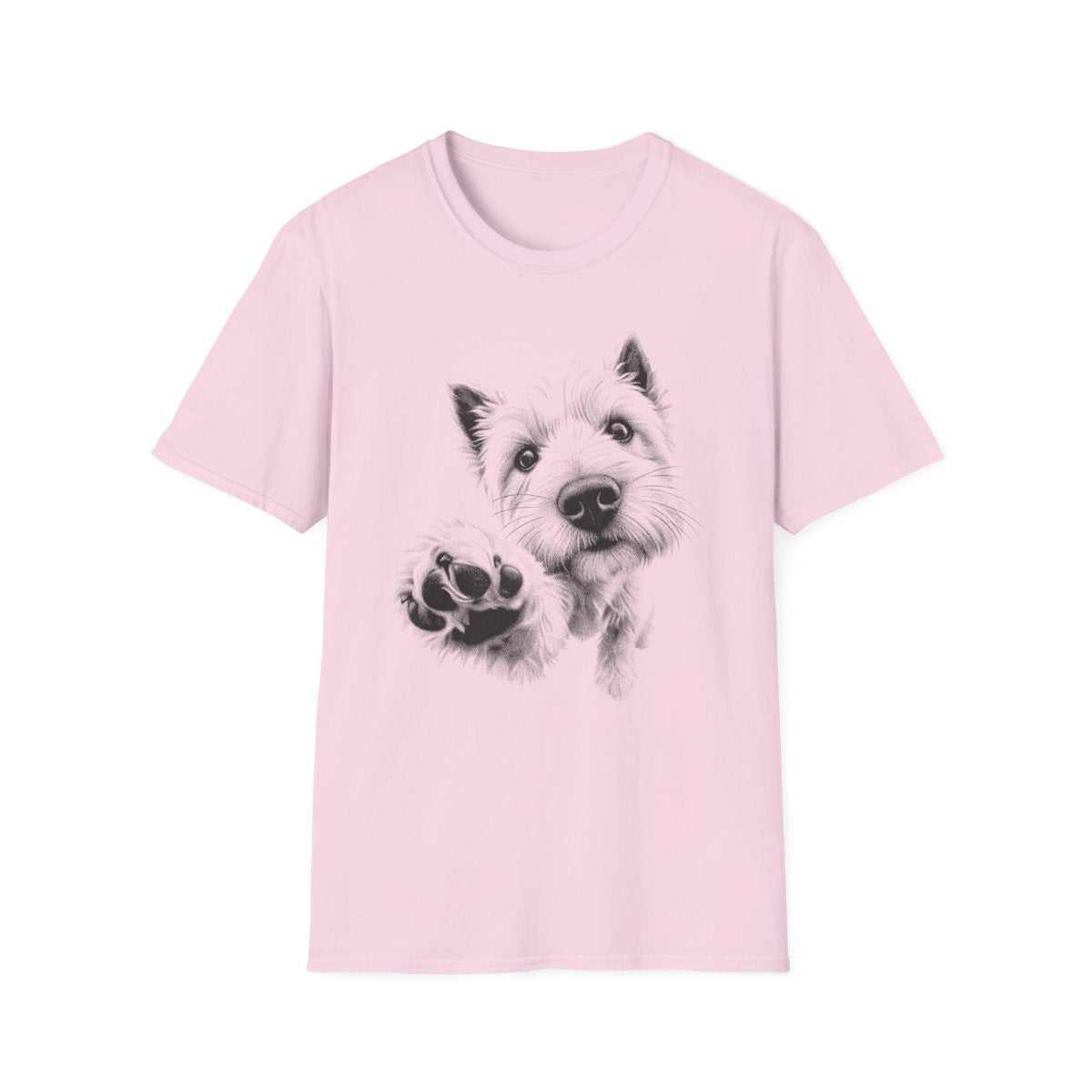 Paw Reach Westie Tee - Light Pink