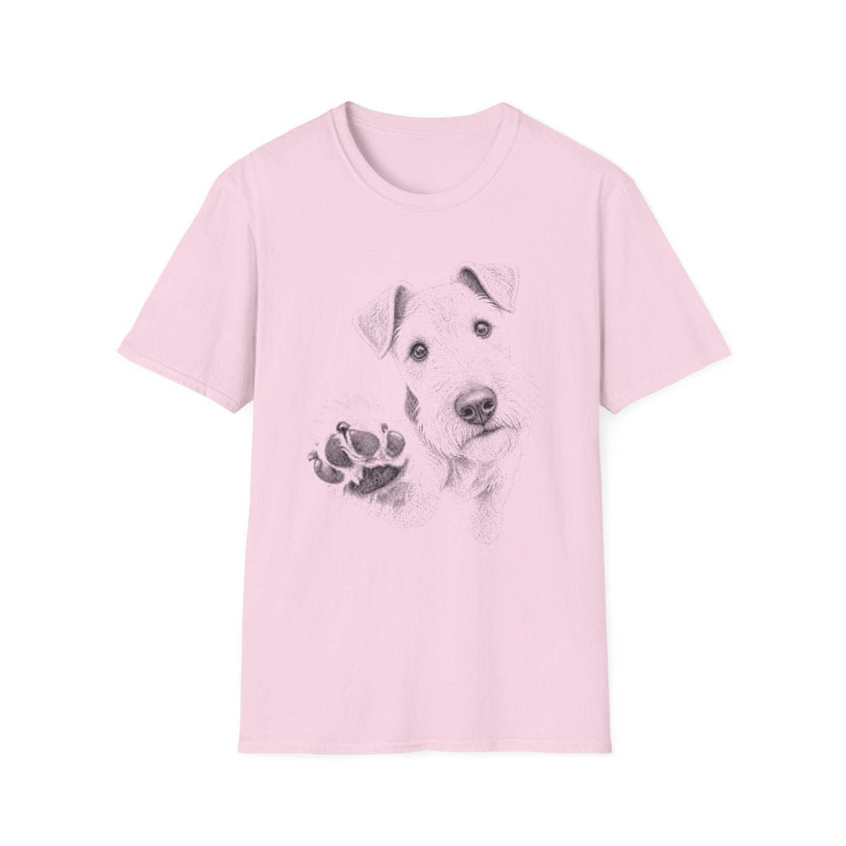 Paw Reach Wire Fox Terrier Tee - Light Pink