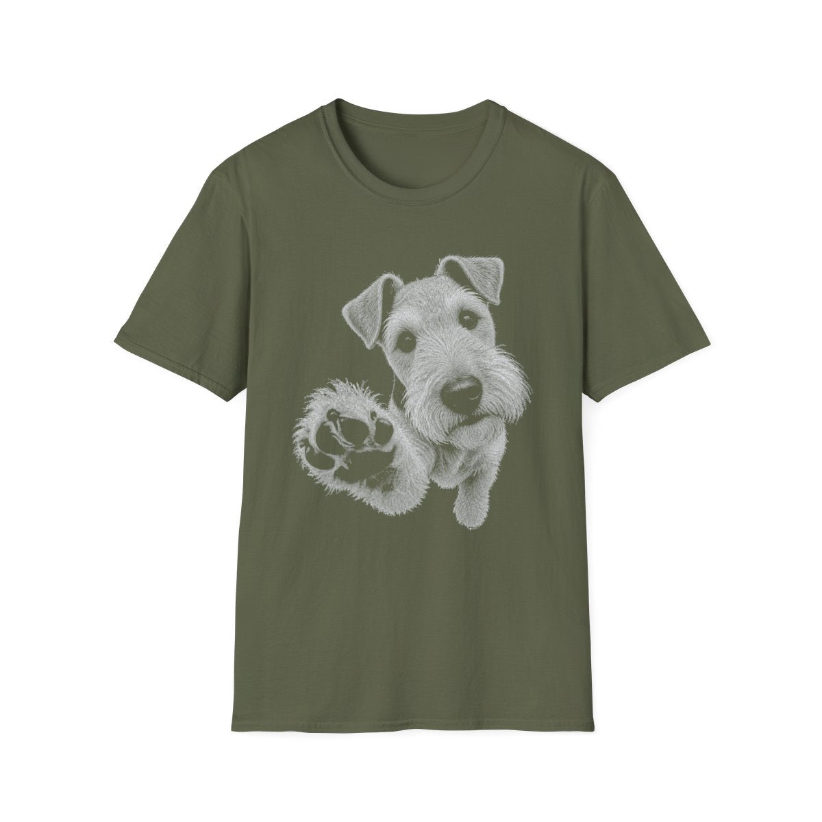 Paw Reach Wire Fox Terrier Tee - Military Green
