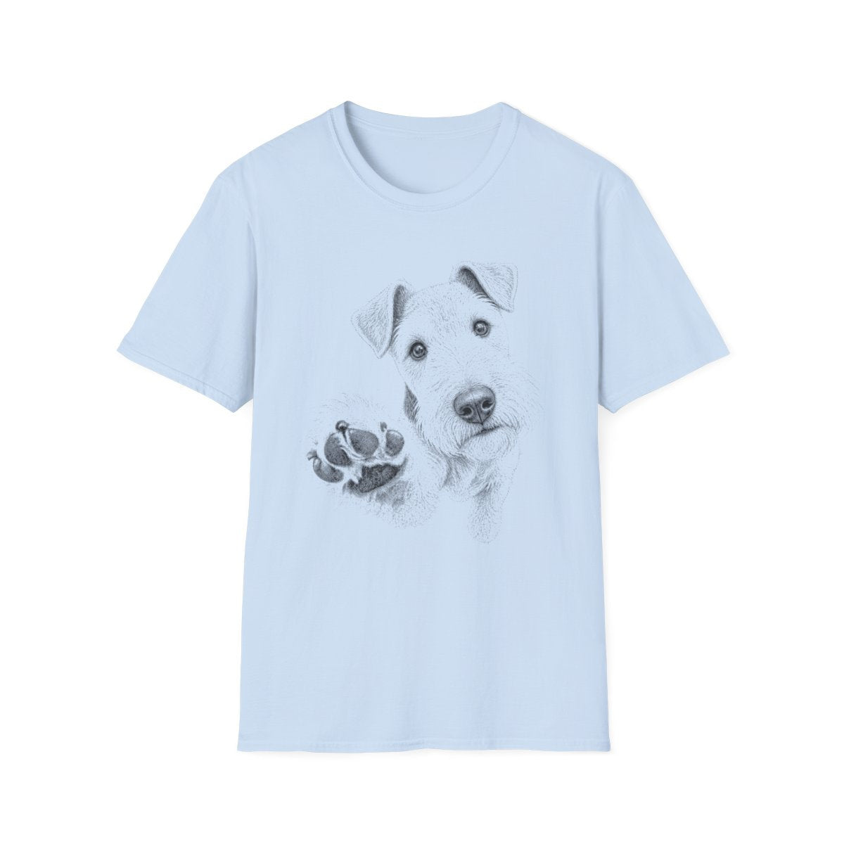 Paw Reach Wire Fox Terrier Tee - Light Blue