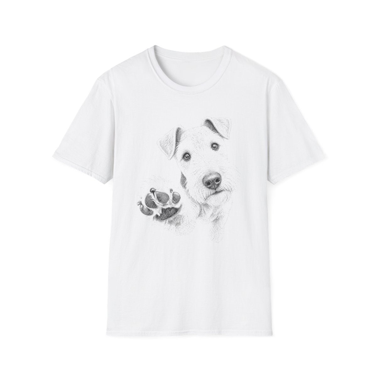 Paw Reach Wire Fox Terrier Tee - White
