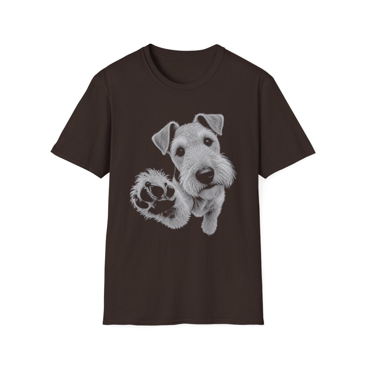 Paw Reach Wire Fox Terrier Tee - Dark Chocolate