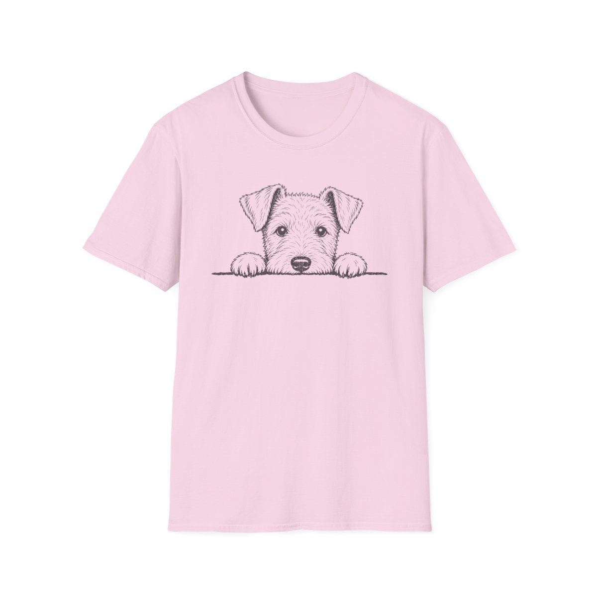 Peekaboo Airedale Terrier Tee - Light Pink