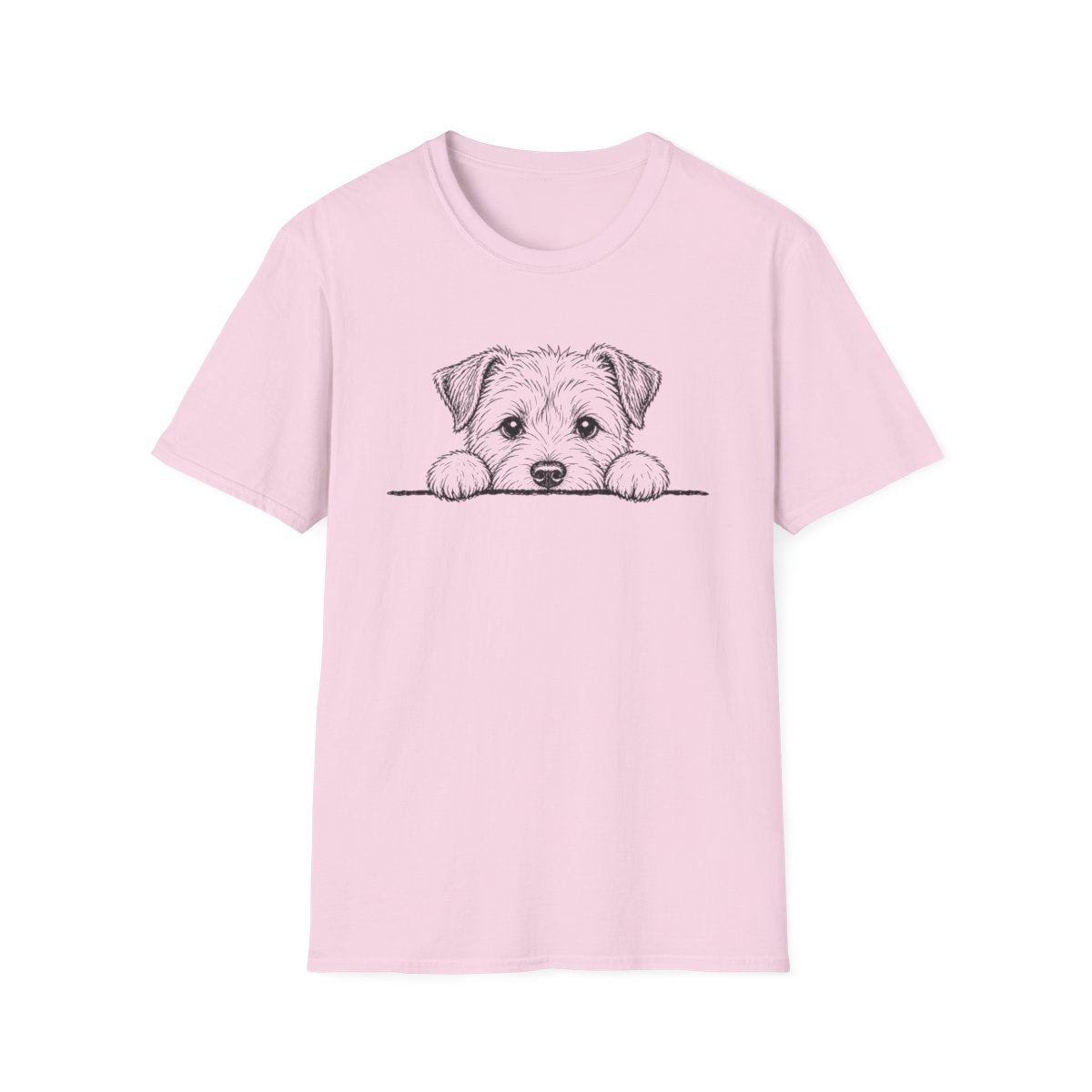Peekaboo Border Terrier Tee - Light Pink
