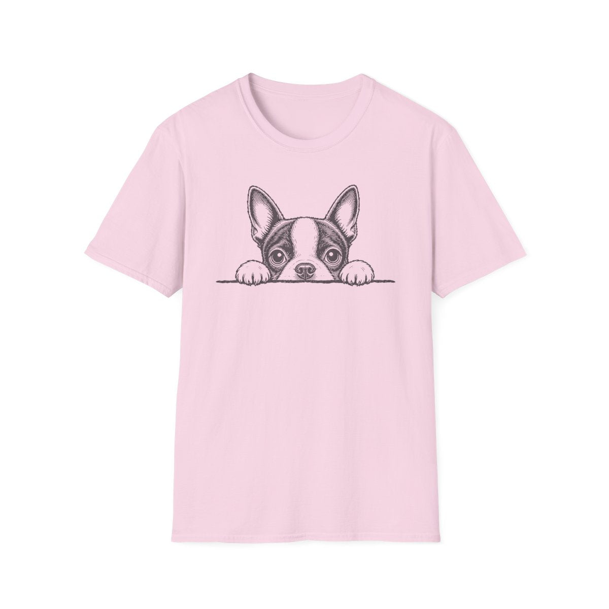 Peekaboo Boston Terrier Tee - Light Pink