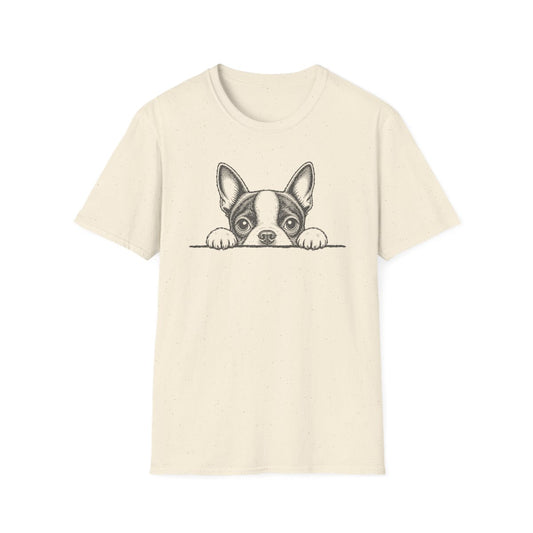 Peekaboo Boston Terrier Tee - Natural
