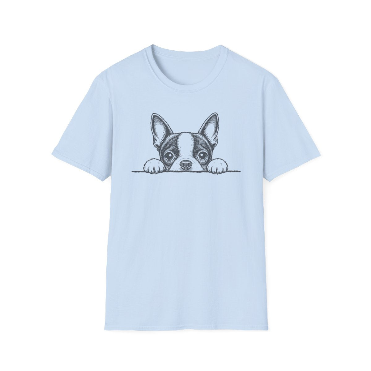 Peekaboo Boston Terrier Tee - Light Blue