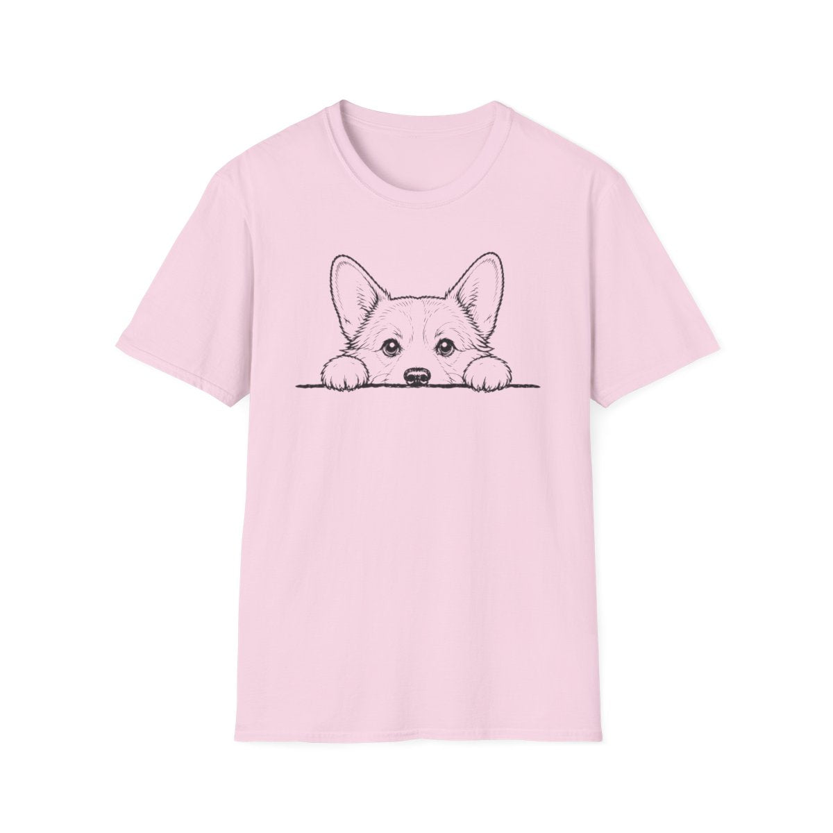 Peekaboo Corgi Tee - Light Pink