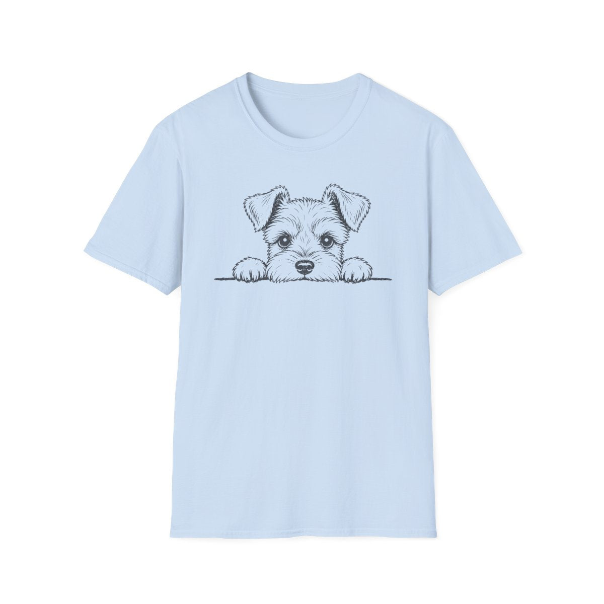 Peekaboo Schnauzer Tee - Light Blue