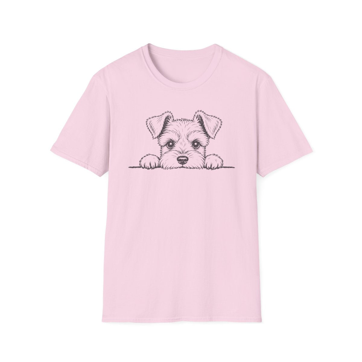 Peekaboo Schnauzer Tee - Light Pink