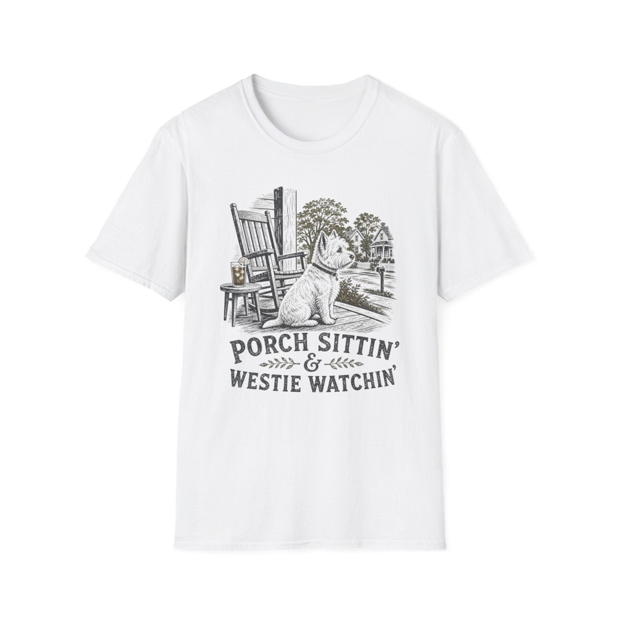 Porch Sittin Westie Tee - White