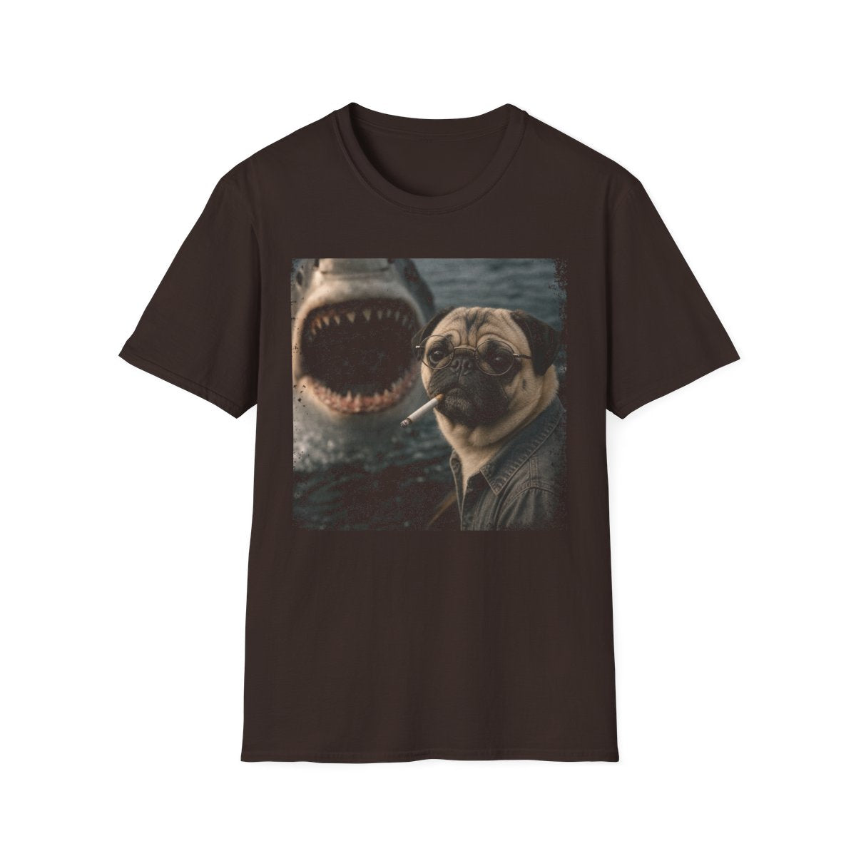 Pug and Shark Tee - Dark Chocolate
