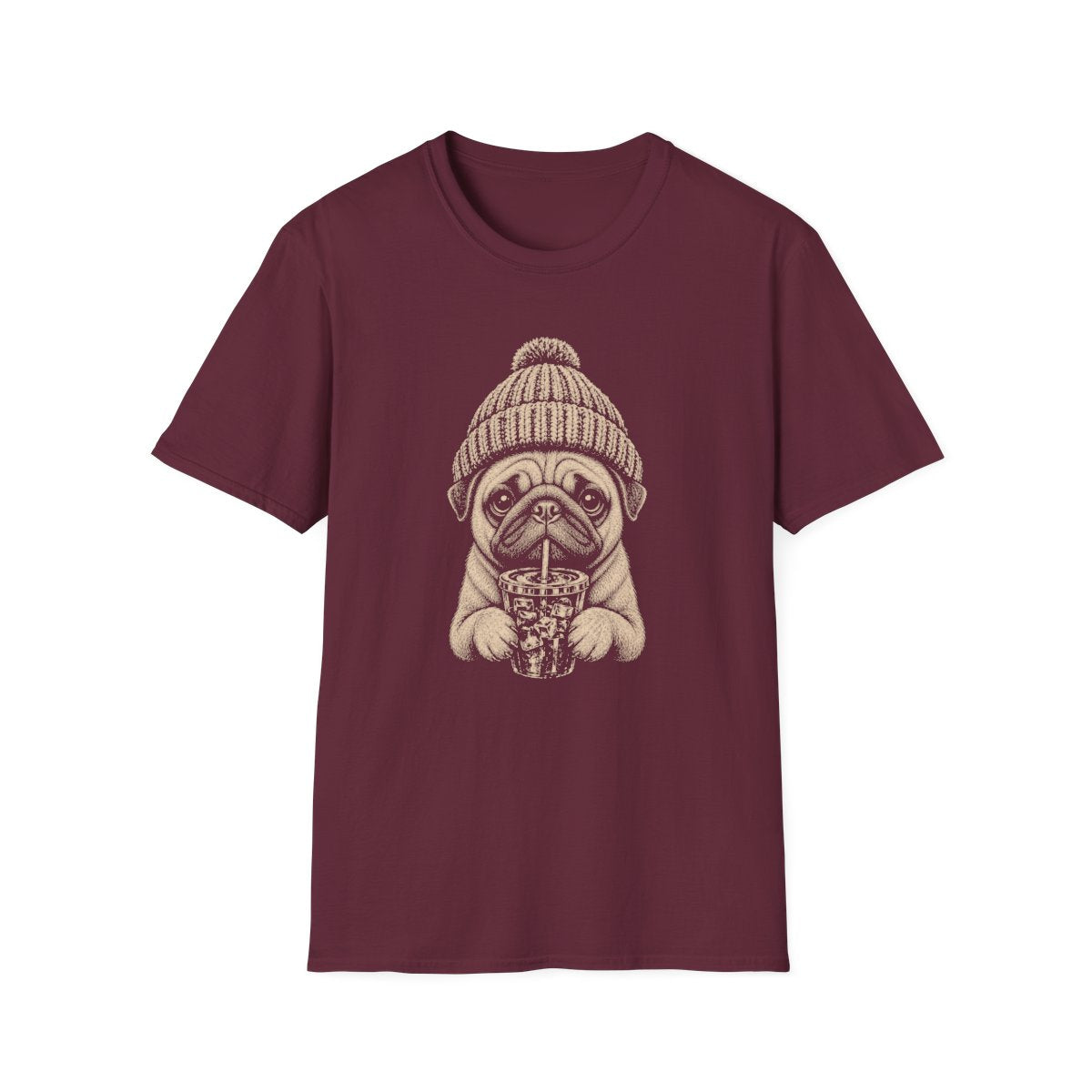 Pug Cold Brew Tee - Maroon