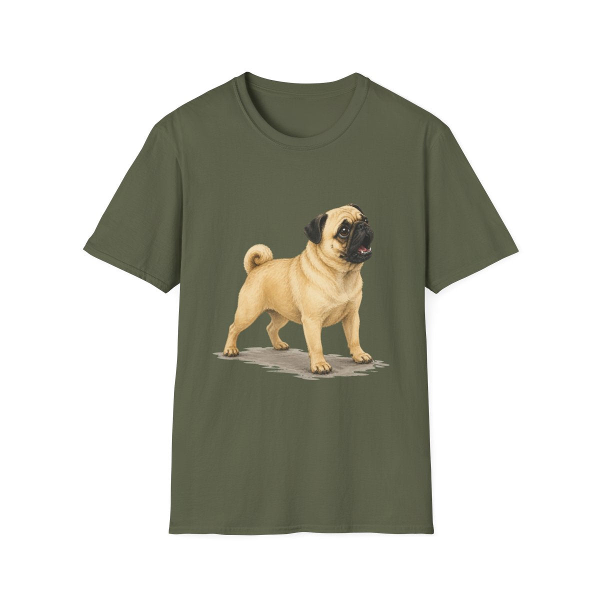 Pug Head Of Security Tee - Military Green