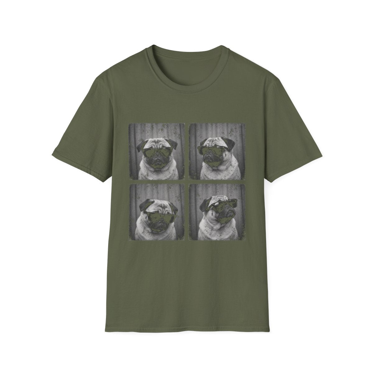 Pug Photo Booth Tee - Military Green