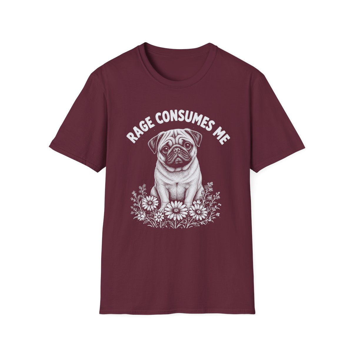 Pug Rage Consumes Me Tee - Maroon