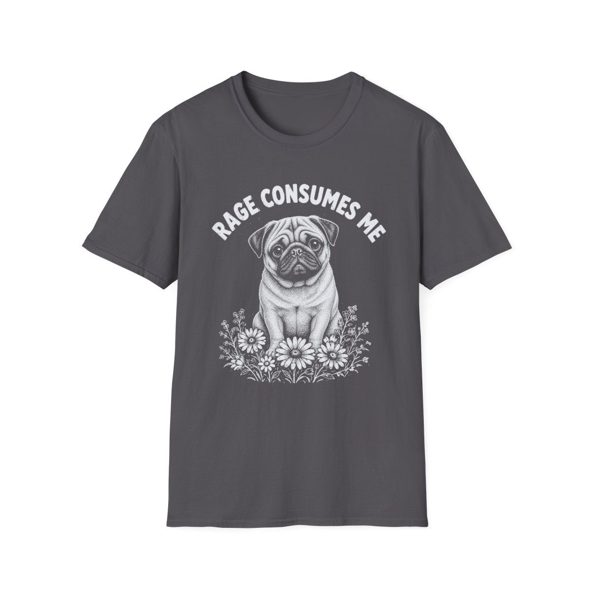 Pug Rage Consumes Me Tee - Charcoal