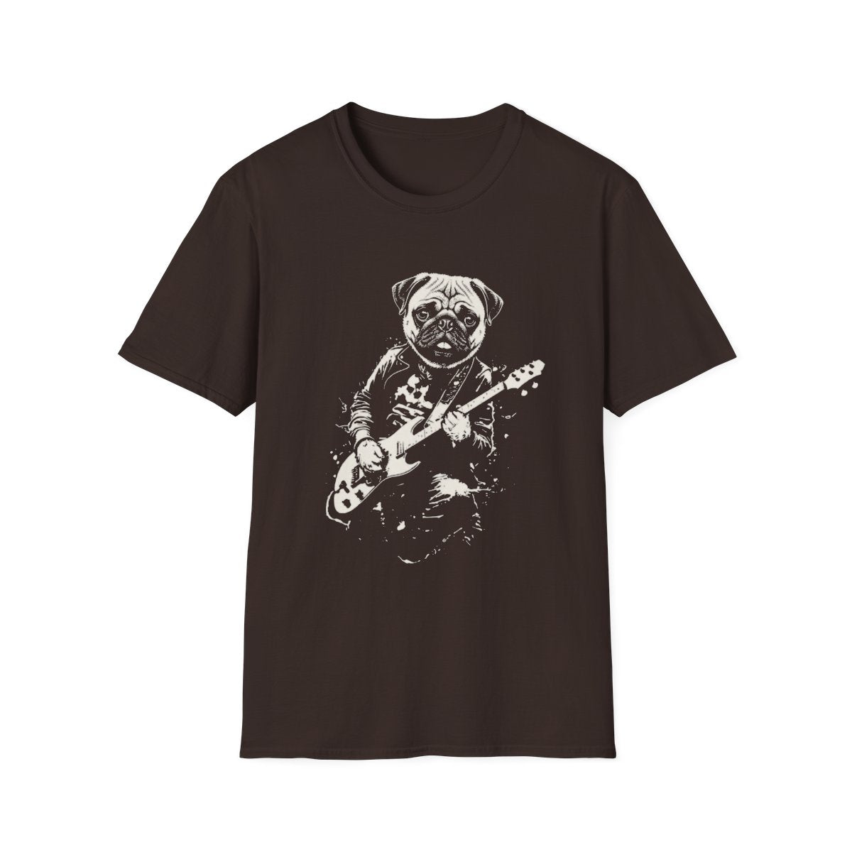 Pug Rocking Guitar Tee - Dark Chocolate