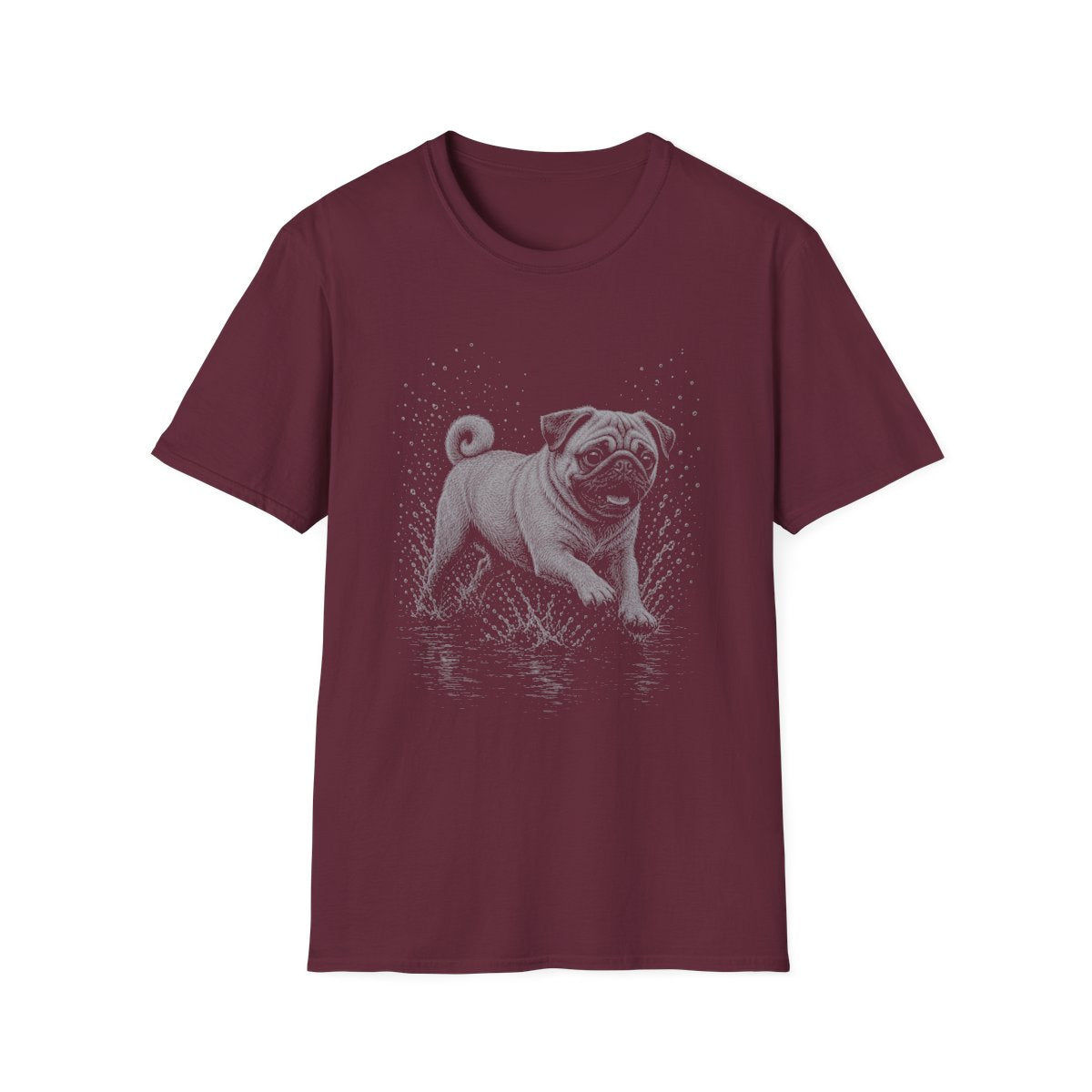 Pug Water Run Tee - Maroon