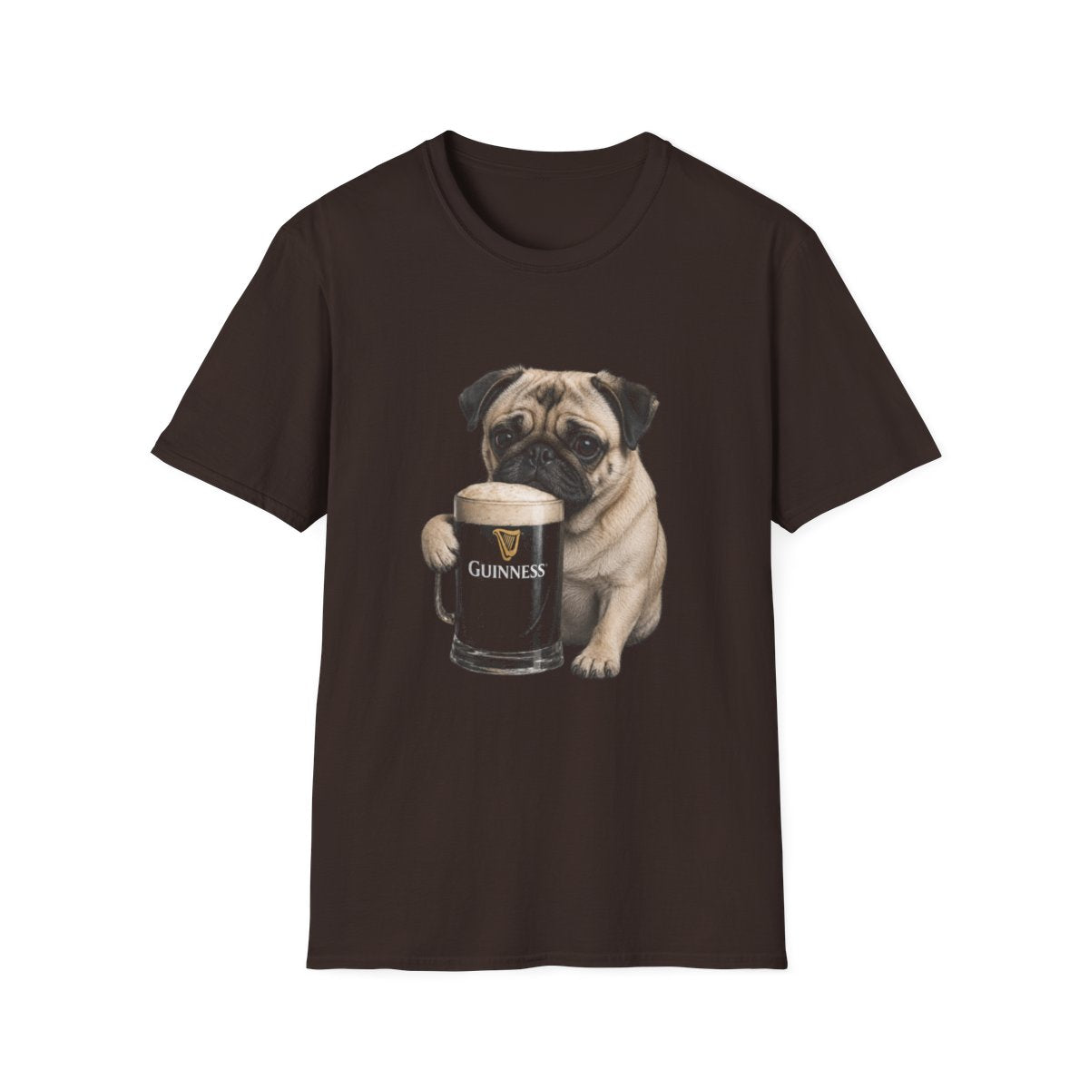 Pug With A Pint Tee - Dark Chocolate