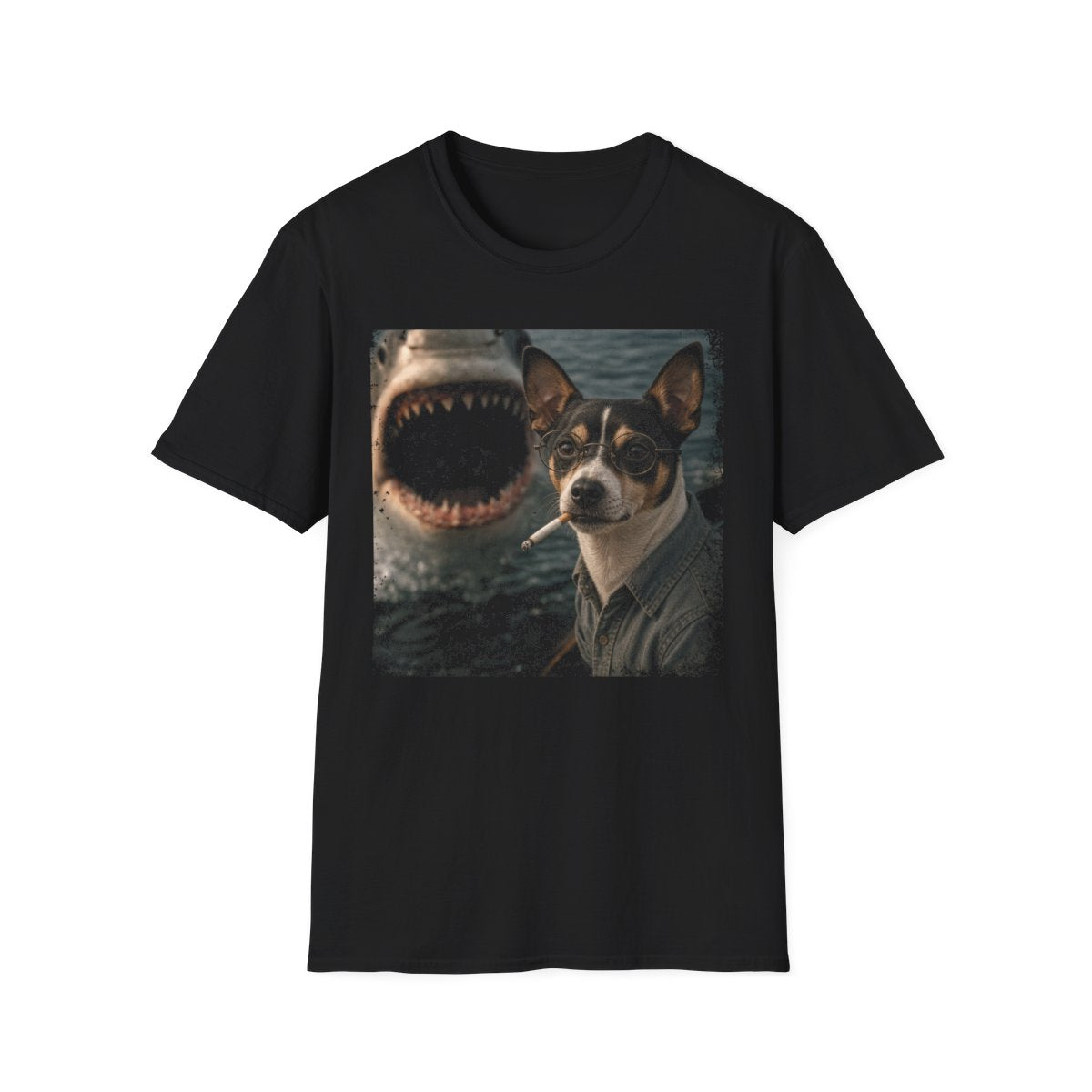 Rat Terrier and Shark Tee - Black