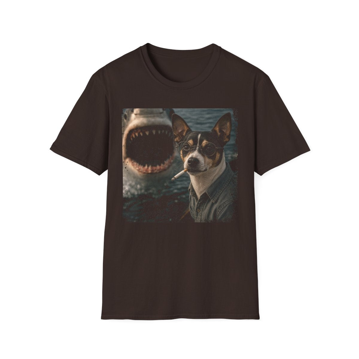 Rat Terrier and Shark Tee - Dark Chocolate