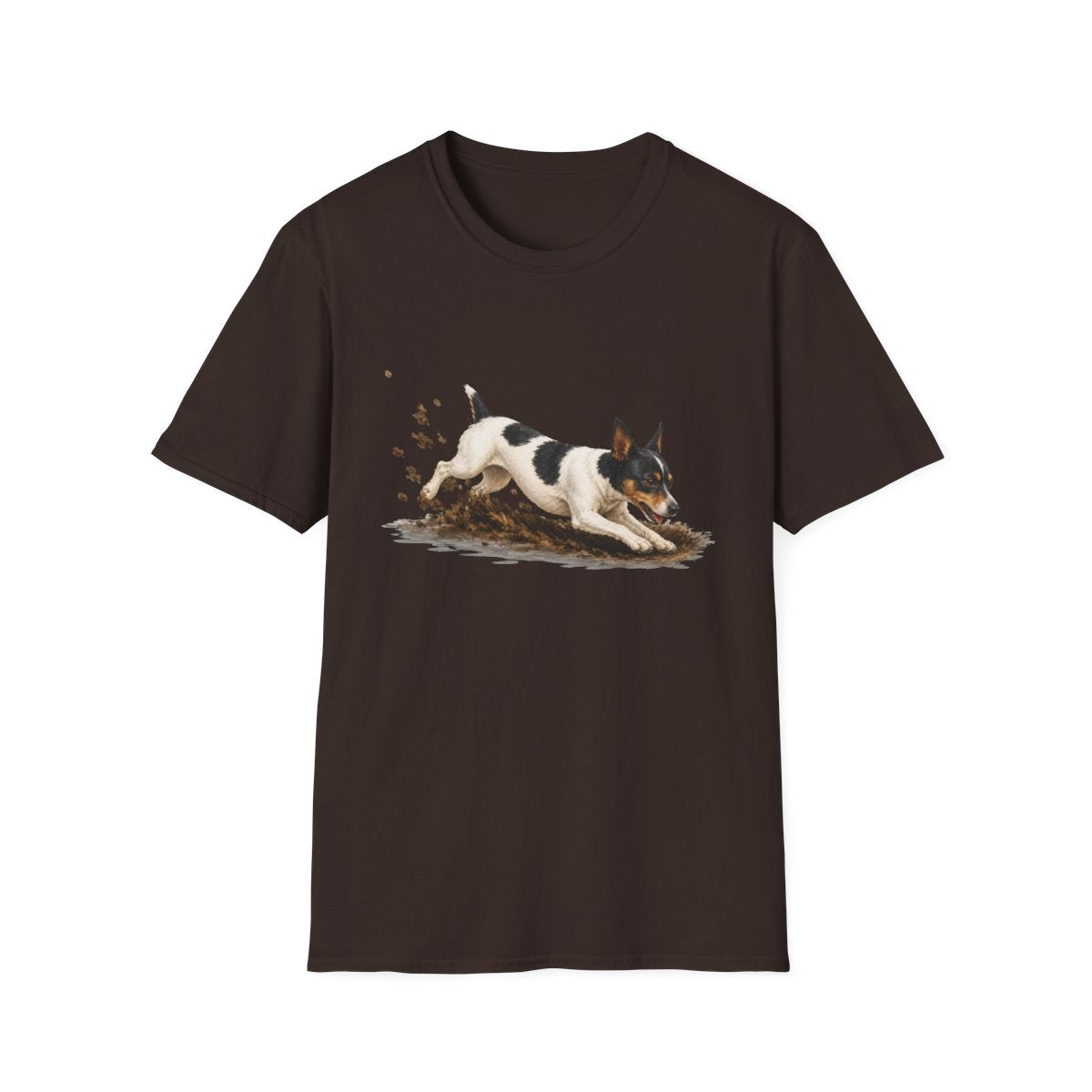 Rat Terrier Excavating Mode On Tee - Dark Chocolate
