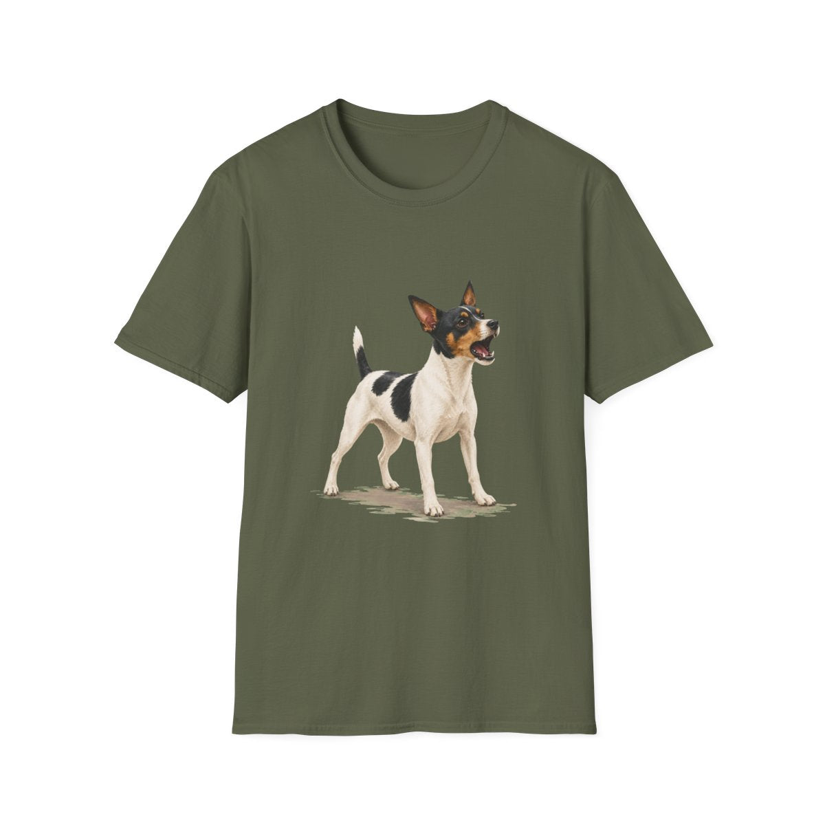 Rat Terrier Head Of Security Tee - Military Green