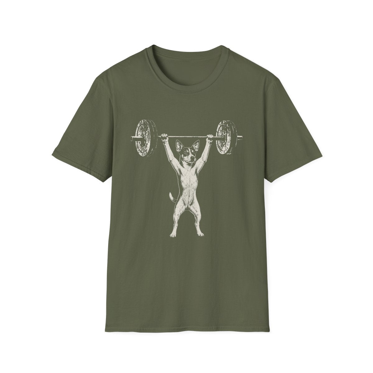 Rat Terrier Powerlifting Tee - Military Green