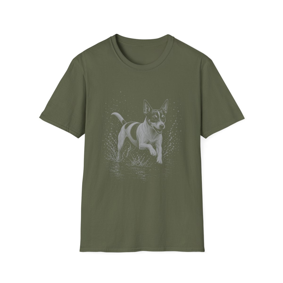 Rat Terrier Water Run Tee - Military Green
