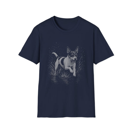 Rat Terrier Water Run Tee - Navy