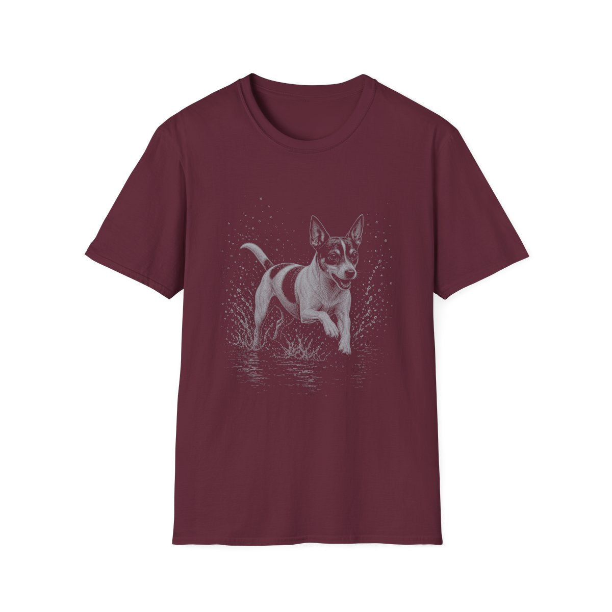 Rat Terrier Water Run Tee - Maroon