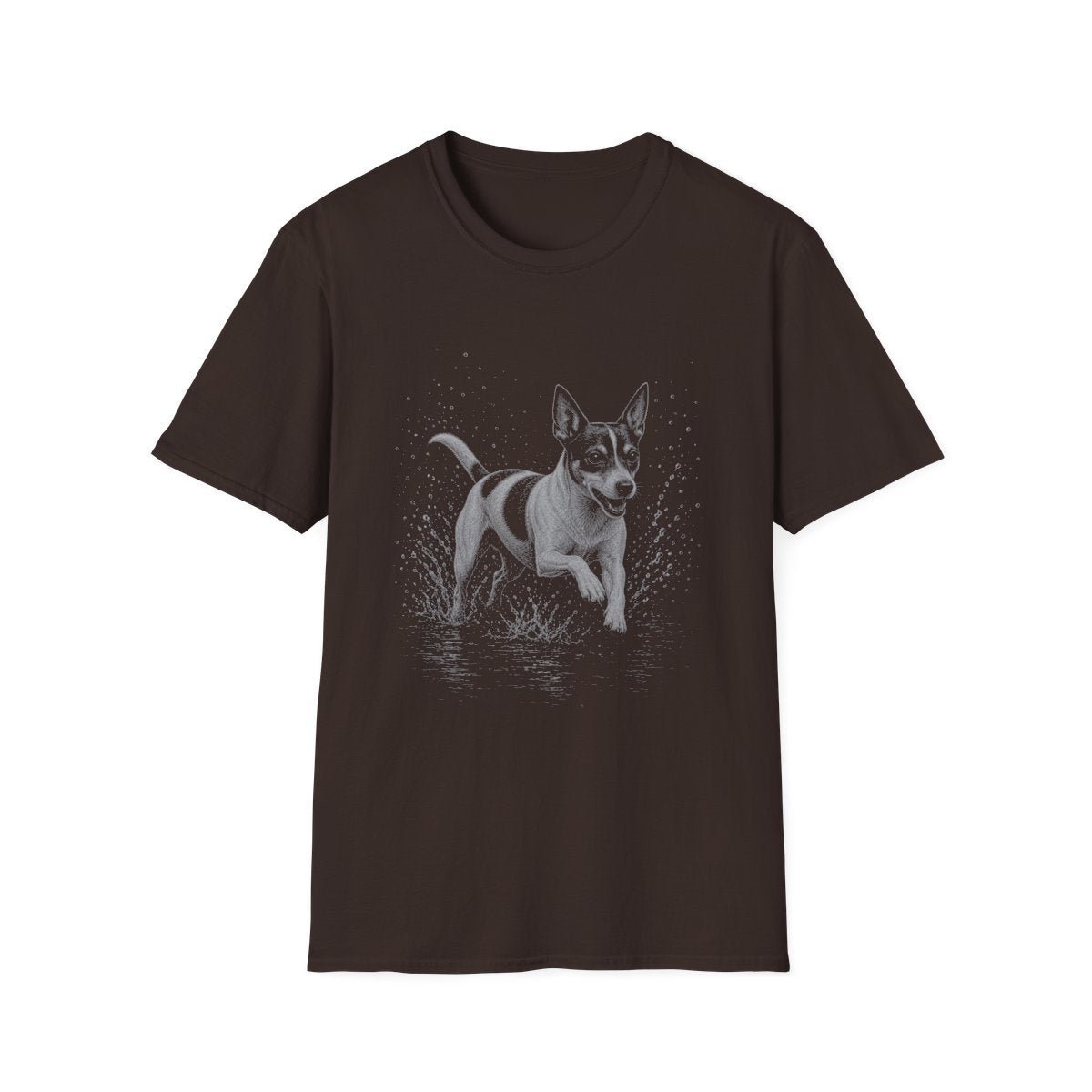 Rat Terrier Water Run Tee - Dark Chocolate