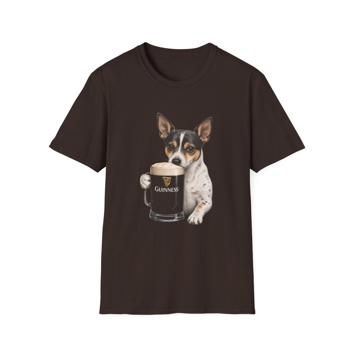 Rat Terrier With A Pint Tee - Dark Chocolate