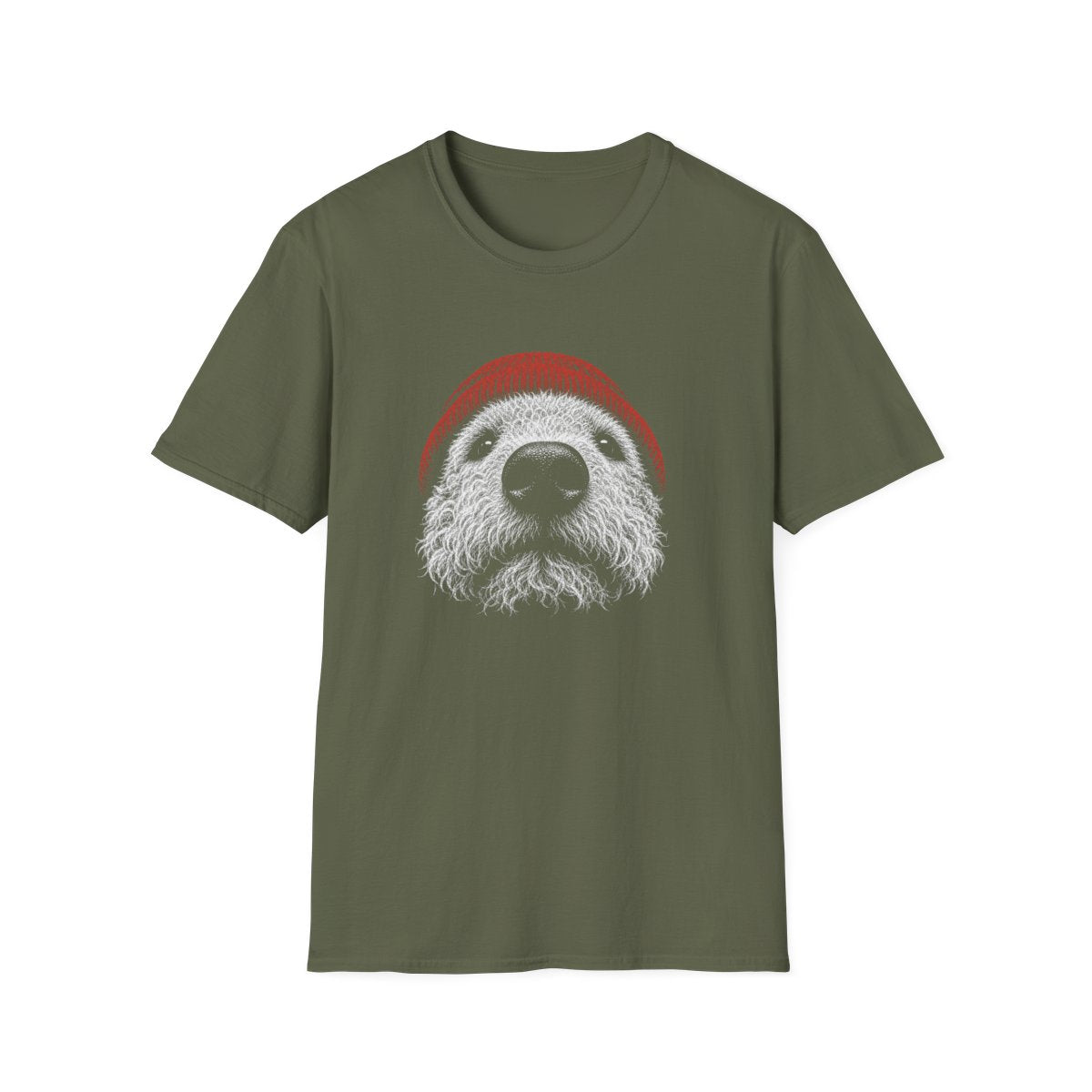 Red Hat Bedlington Terrier Tee - Military Green