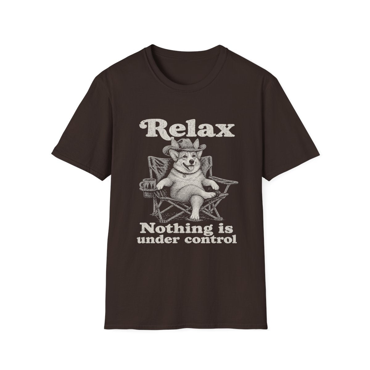 Relax Corgi Tee - Dark Chocolate