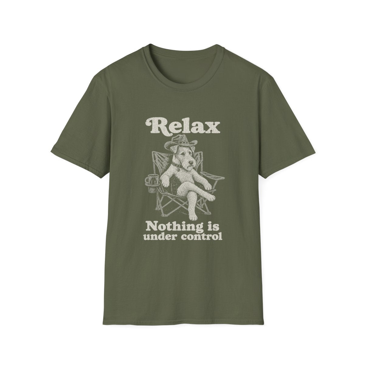 Relax Wire Fox Terrier Tee - Military Green