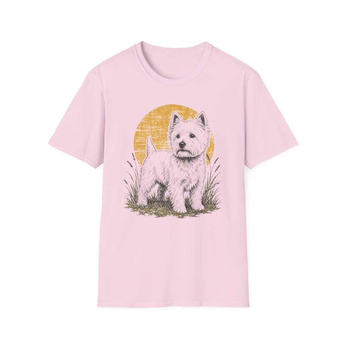 Retro 90s Westie Tee - Light Pink