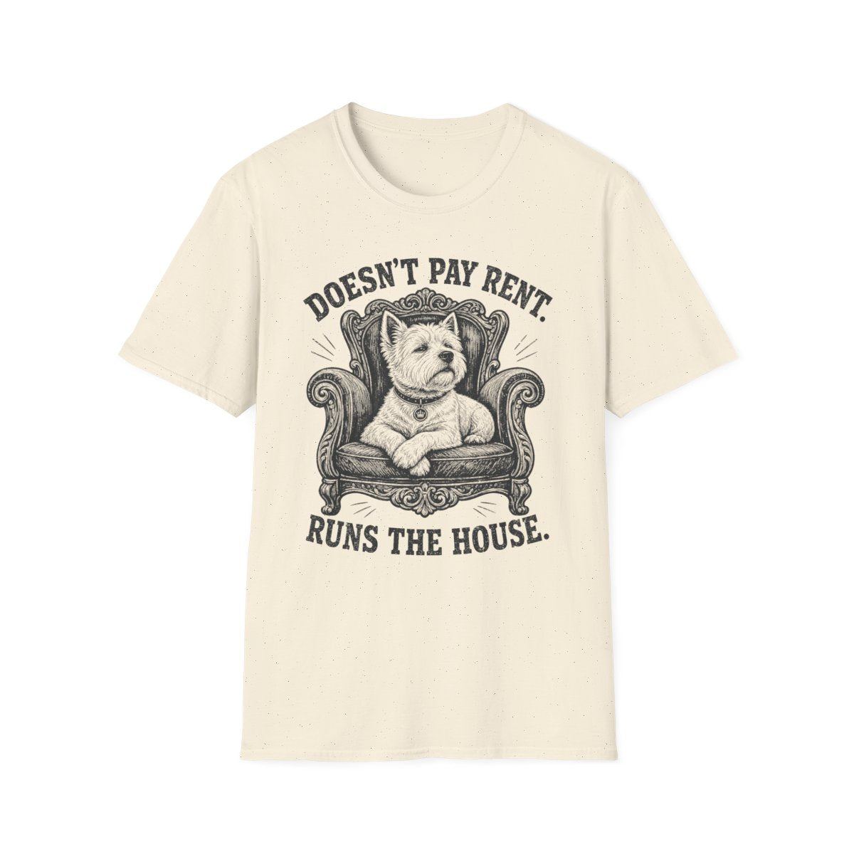 Runs The House Westie Tee - Natural