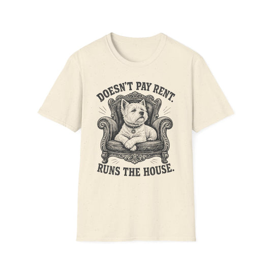 Runs The House Westie Tee - Natural