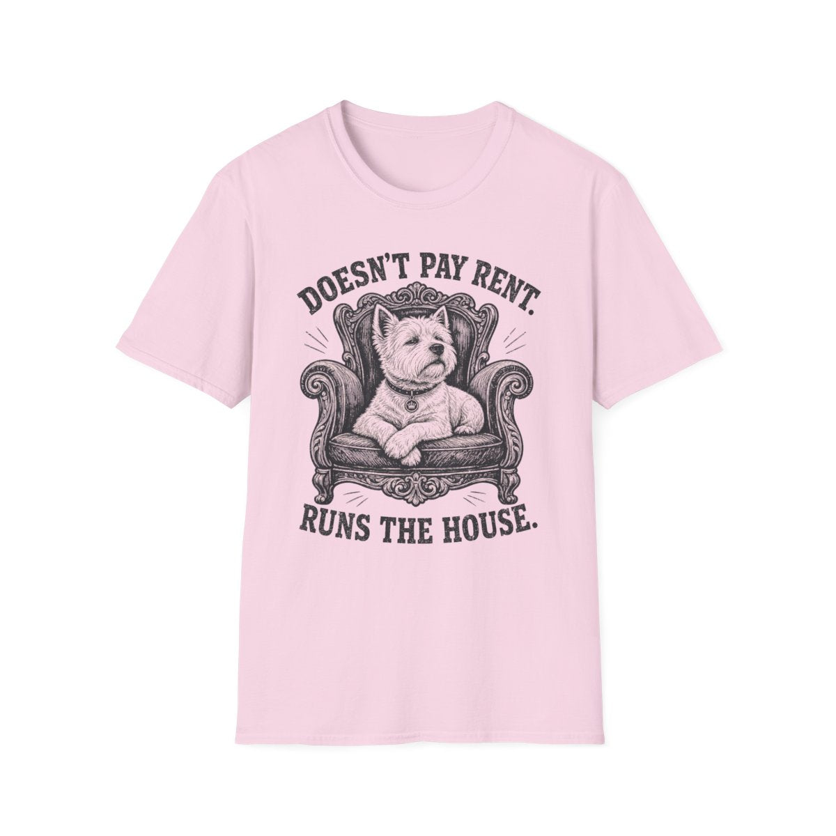 Runs The House Westie Tee - Light Pink