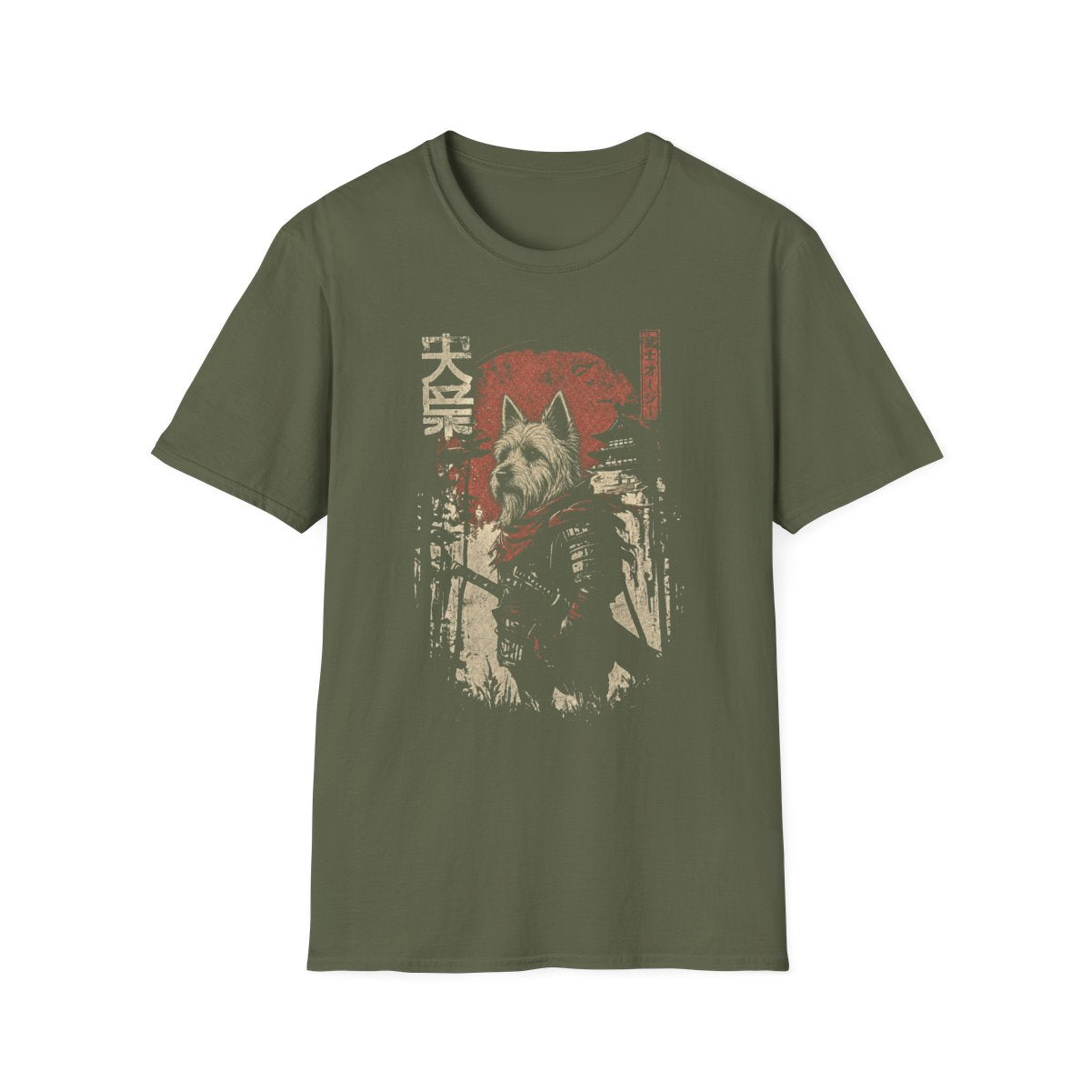 Samurai Australian Terrier Warrior Tee - Military Green