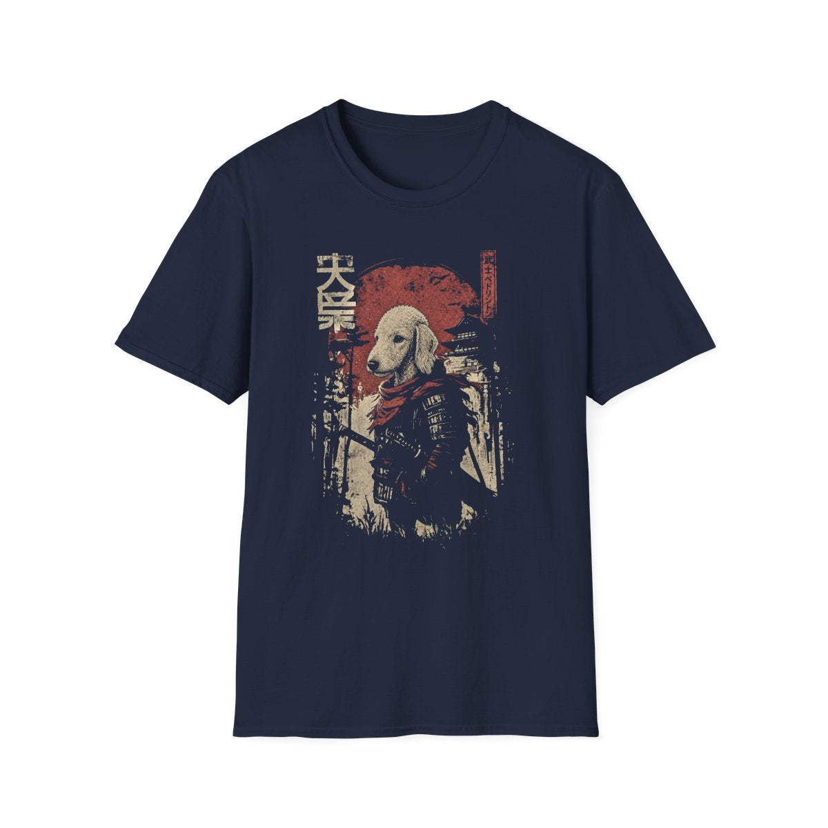 Samurai Bedlington Terrier Warrior Tee - Navy