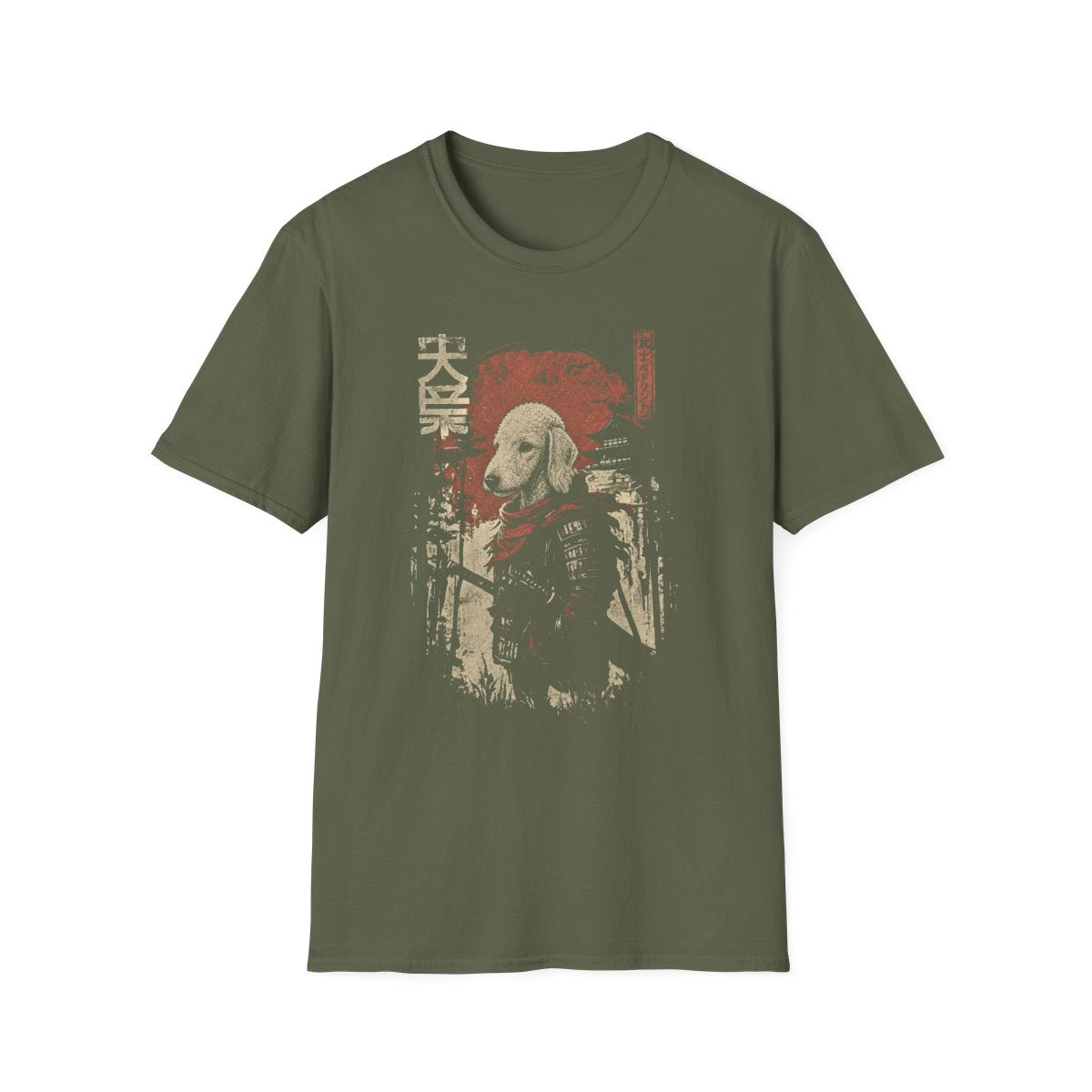 Samurai Bedlington Terrier Warrior Tee - Military Green
