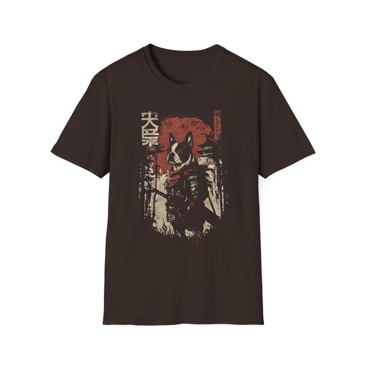 Samurai Boston Terrier Warrior Tee - Dark Chocolate