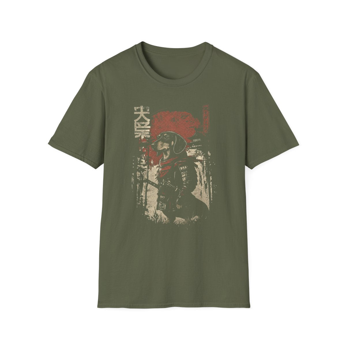 Samurai Dachshund Warrior Tee - Military Green